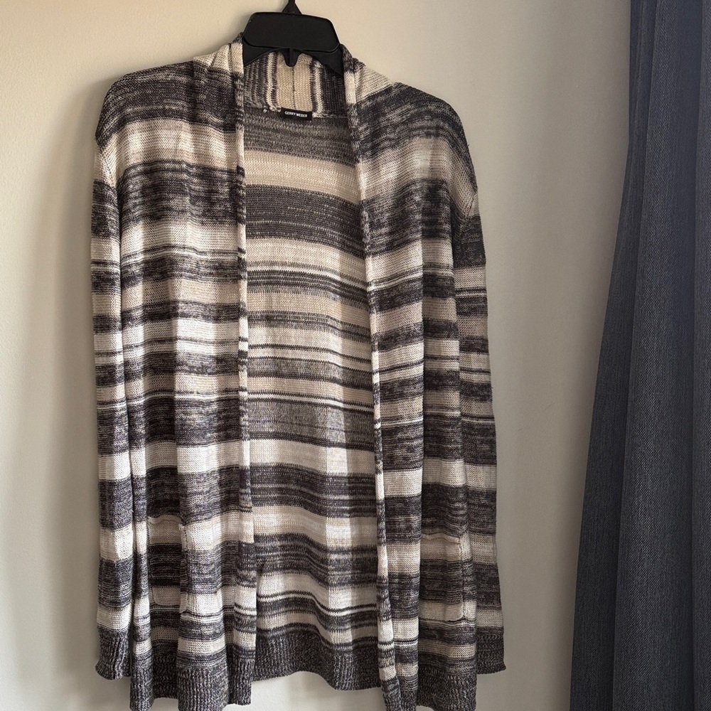 Gerry Weber Woman’s Cardigan in Gray and Cream Stripes
